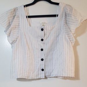 URBAN Romantics Women's Button Down Striped Blouse